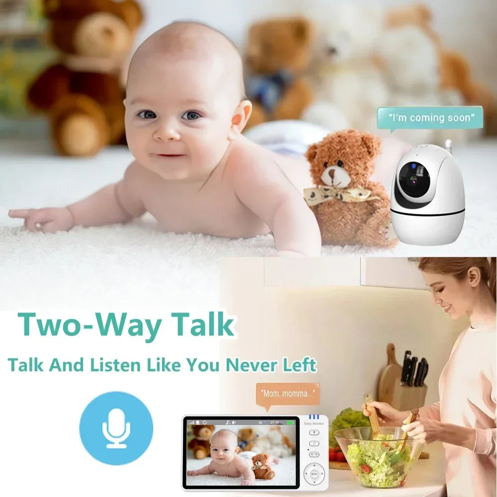 5Inch Video Baby Monitor With Pan Tilt  Surveillance IPS Screen Camera Two Way Audio Night Vision Intercom Auto Nanny with Stand