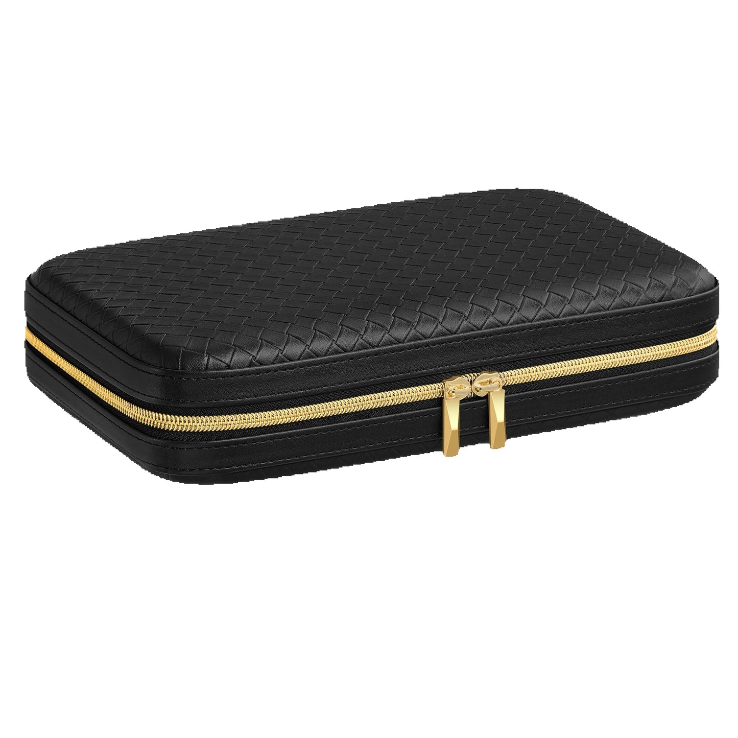 SONGMICS HOME Travel Jewelry Case, Jewelry Organizer Box with Mirror, Jewelry Pouch, Woven Embossed PU Leather, Hard Shell