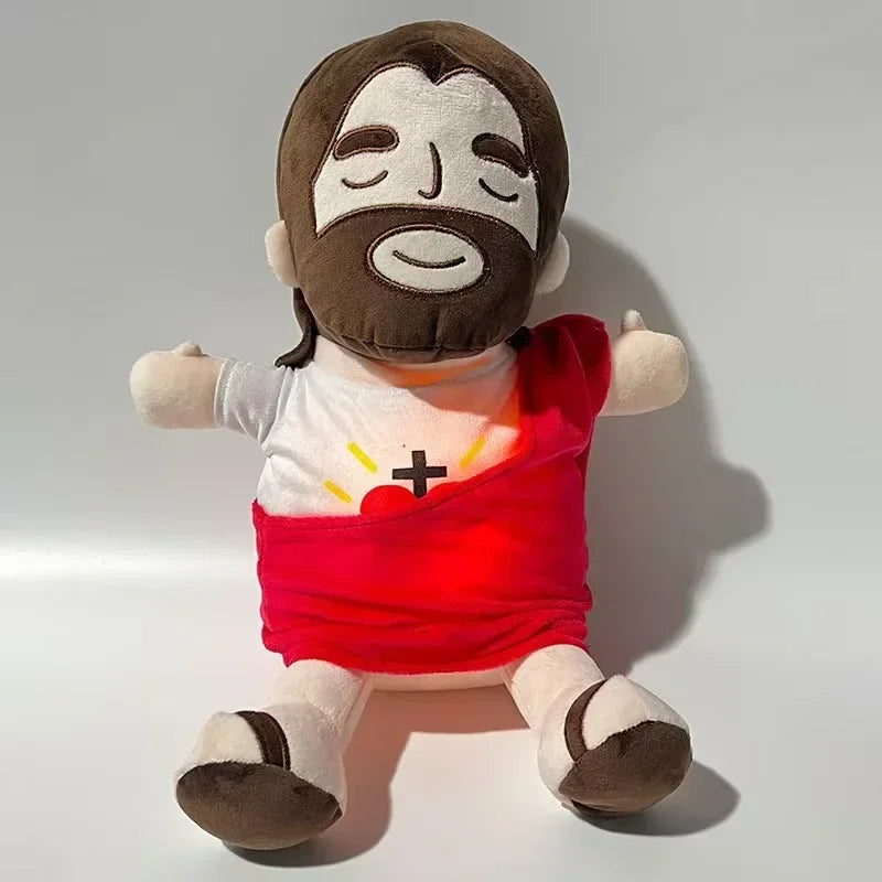 Jesus Plush Toy New Children Music Soothing Breathing Doll  Sleep Companion Toy Sound and Light Doll Holiday Gifts for Kids