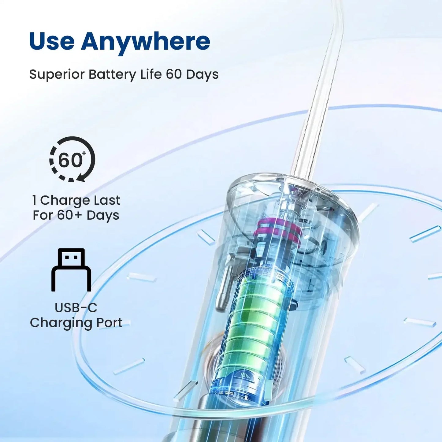 Portable Water Flosser: Oral Irrigator Water Teeth Cleaner, 5 Modes, Rechargeable 5 Nozzle Flosser, Suitable for Home Travel