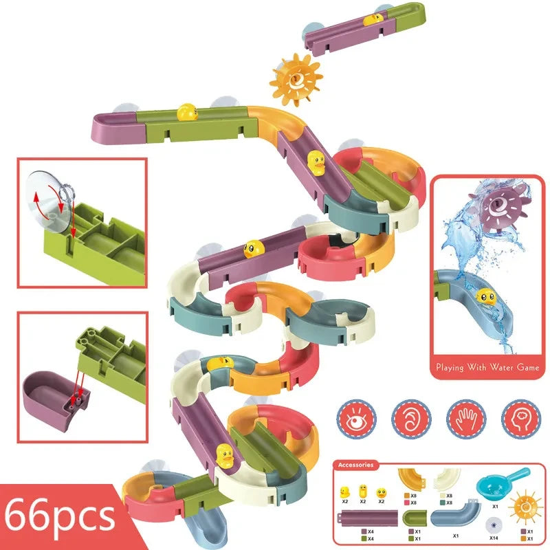Children DIY Assembling Track Slide Suction Cup Toys Children Bath Tub Shower Wall  Delight Game Assembling Track Suction Toys