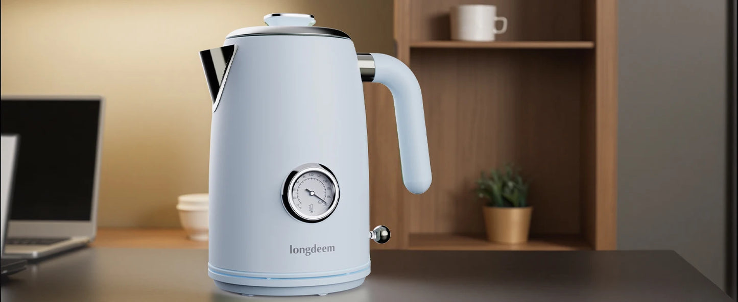 1L Small Electric Kettles Stainless Steel, Portable Travel Mini Hot Water Boiler Heater, Cool Touch Teapot, Auto Shut-Off, Blue