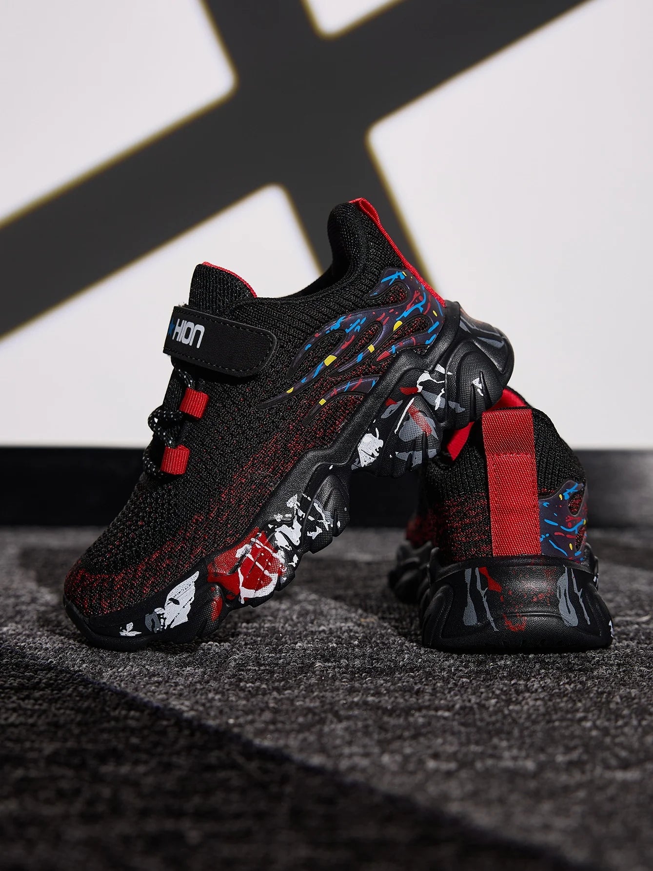 Children Fashion Breathable Hook And Loop Comfy Non-Slip Shock Absorbing Casual Sports Sneakers
