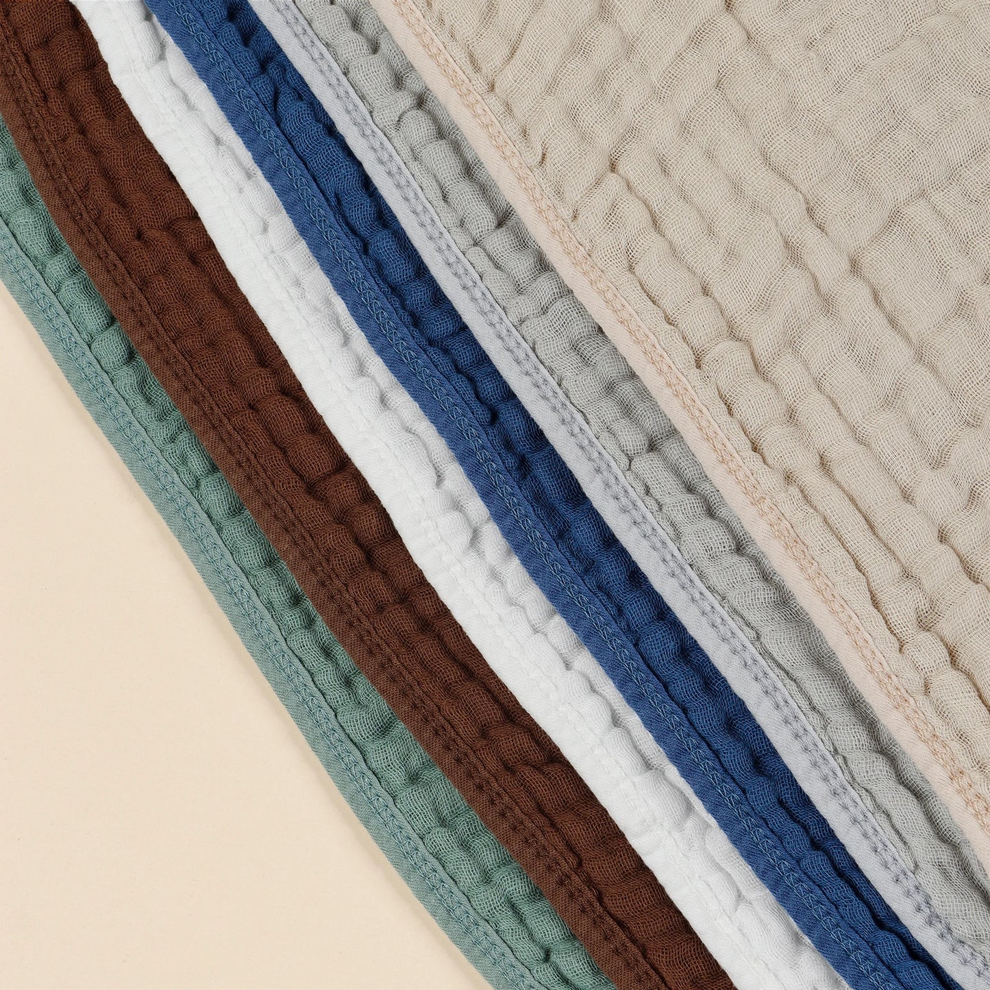 6pcs Crape Cloth Soaked Gauze Burping Towel Soft Comfortable Baby Face Washrag Pure Cotton Hanging Rope Baby Absorbent Washcloth