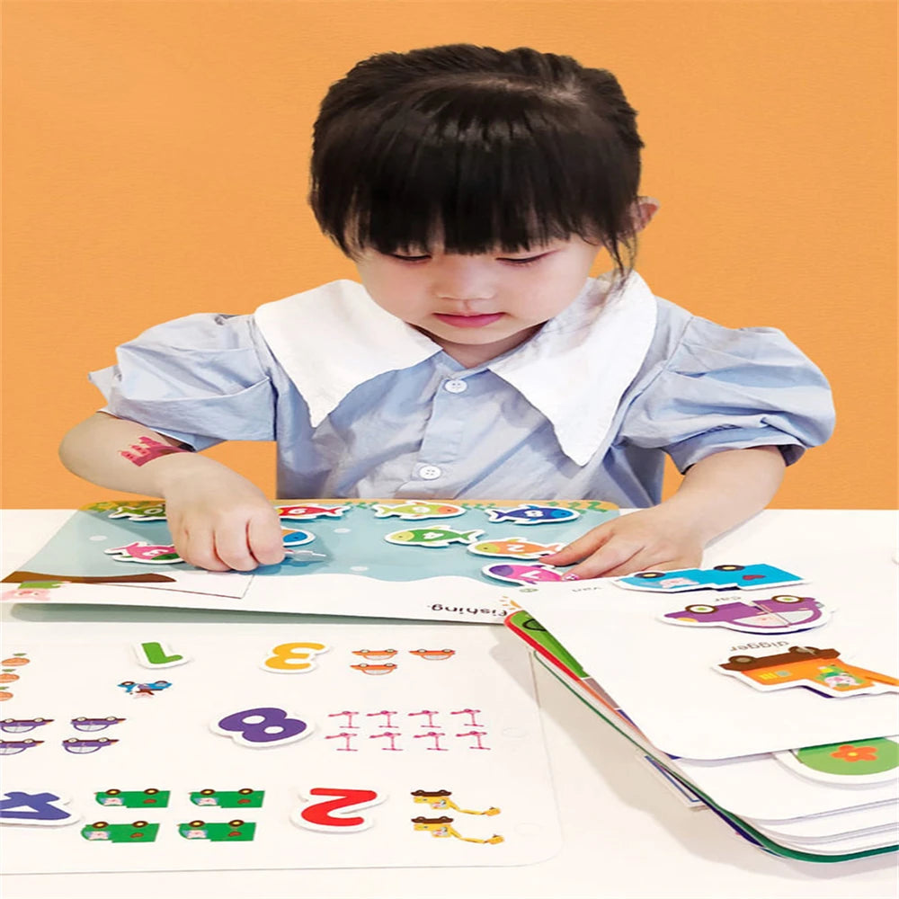 Montessori Paste Quiet Book Children Toy Paste My First Busy Kids Book Animal Number Matching Puzzle Game Educational Toy libros