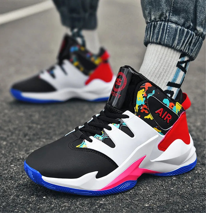 Men's  basketball shoes, breathable and non slip outdoor sports shoes, walking and running basketball shoes
