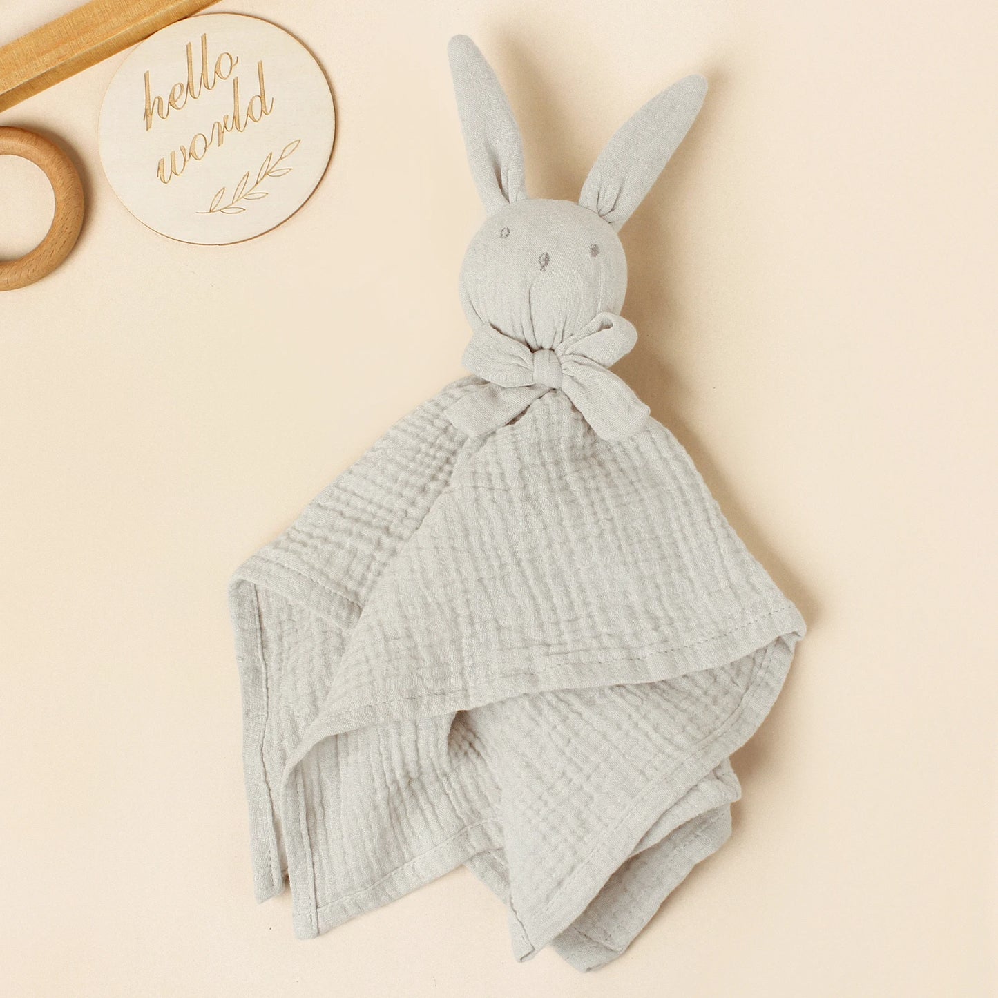Baby  Rabbit Square Comforter Towel Elegant Bow Decor Rabbit Square Blanket For Kids Cute Embroidery Infant Saliva Towel