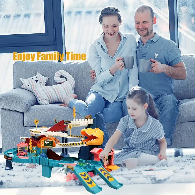 Toy car ramp track dinosaur mountain climbing track car Colorful vehicle building toy set, with racing car and track, suitable a