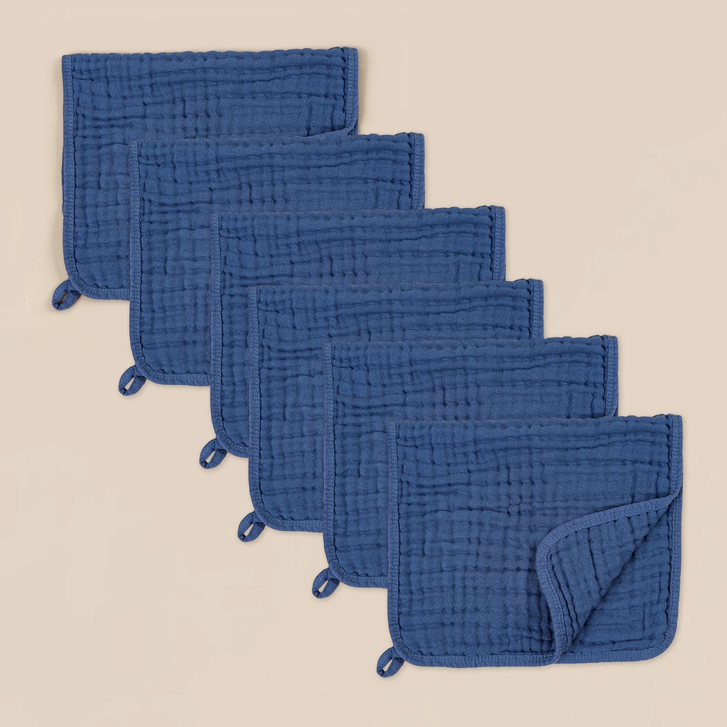 6pcs Crape Cloth Soaked Gauze Burping Towel Soft Comfortable Baby Face Washrag Pure Cotton Hanging Rope Baby Absorbent Washcloth