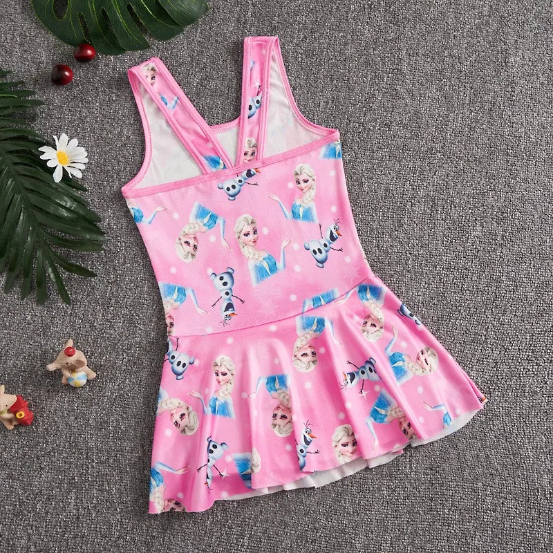 2-13 years Disney Frozen  Elsa Girls Clothes Swimsuit Swimsuit Fashion Kids Swimwear Dress And Hat For Children Unicorn