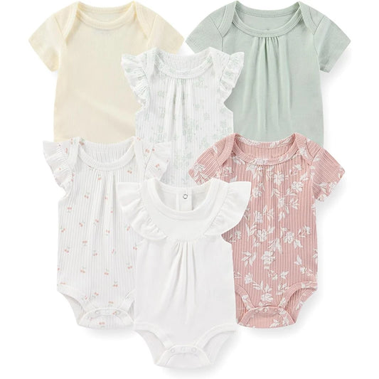 6pcs/lot fashion baby boy girl onesie casual cotton soft baby clothes newborn set