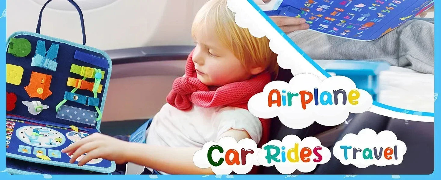 control future Busy Board Toddlers Sensory Activity Montessori Toys 1 Year Old Boy Airplane Travel Essentials Kids Ages 1-3 Road