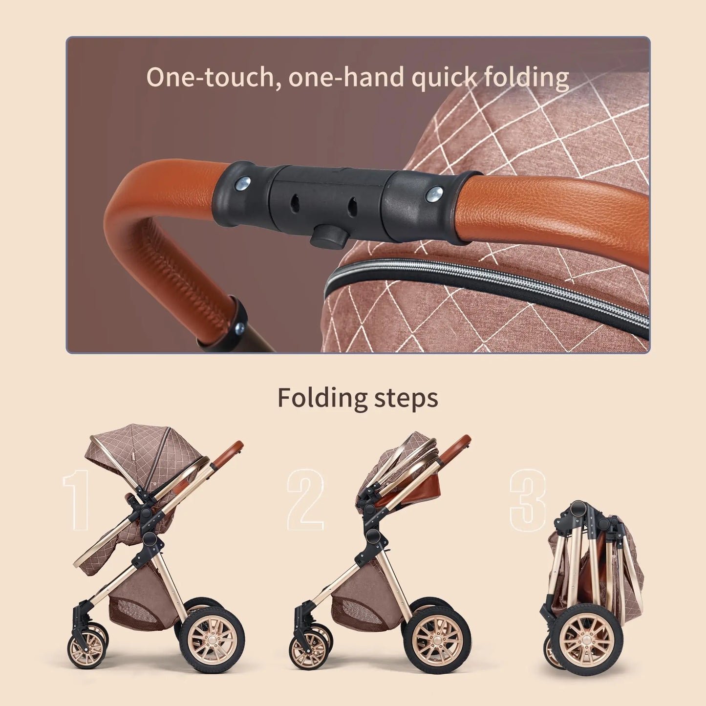 2 In 1 Baby Cradle Stroller, Convertible Foldable Standard Stroller, Double-sided Stroller Stroller, Portable High View Stroller