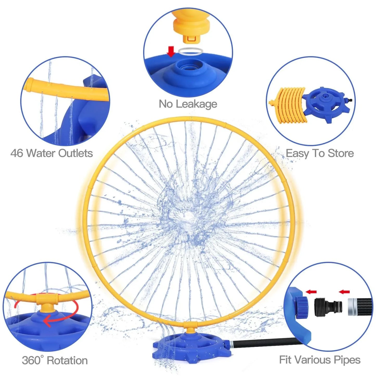 Sports Toys Hose Circular Sprinkler Ring Roating Water Spray Outdoor games for for children Backyard Garden Pool Kids Baby Toys