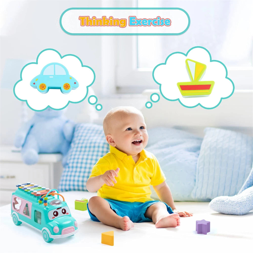 Baby Toy Cartoon Musical Instrument Bus Baby Toys Hand Knock Girl Boy Piano Education For 12-18 Months Baby Toy Gift