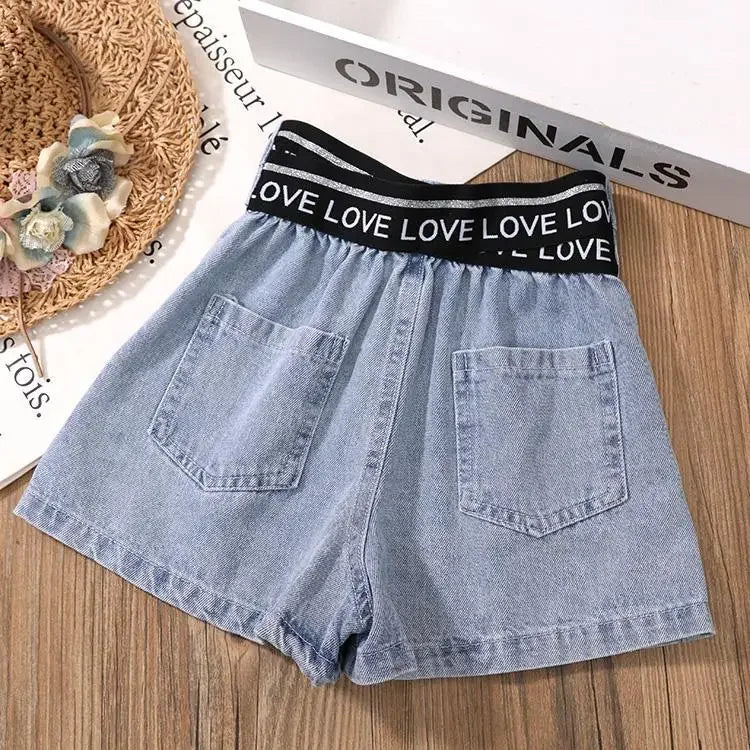 Kids Girls short Clothes Set Summer cotton Crop Tops T-shirt+Denim shorts 2pcs teens Girl Outfits Baby Girls Clothing 4 5 7 10 1