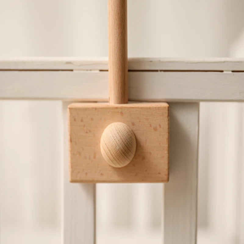 Baby Montessori Wooden Gym Frame Rattle Toys Newborn Mobile Hanging Sensory Toys Foldable Play Gym Frame Kid Holder Bracket Gift