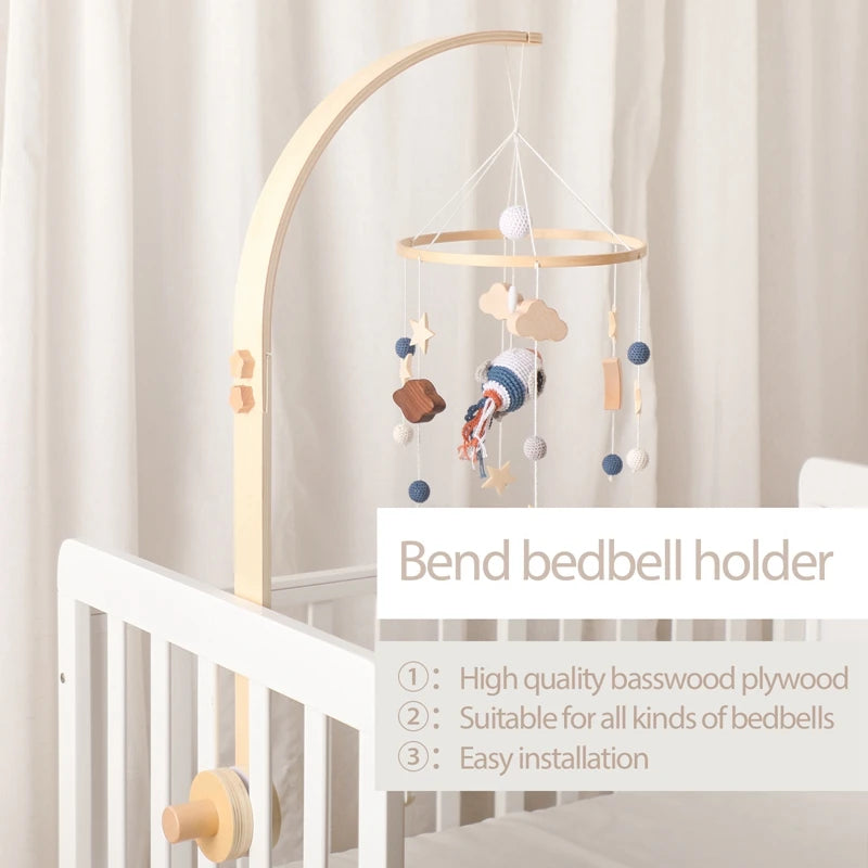 Baby Montessori Wooden Gym Frame Rattle Toys Newborn Mobile Hanging Sensory Toys Foldable Play Gym Frame Kid Holder Bracket Gift