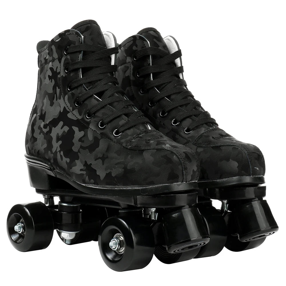 Outdoor Roller Skates Sports Double Row Skates Quad 4 Wheels Skating   Flashing Roller Skates Shoes for Youth Boys Girls