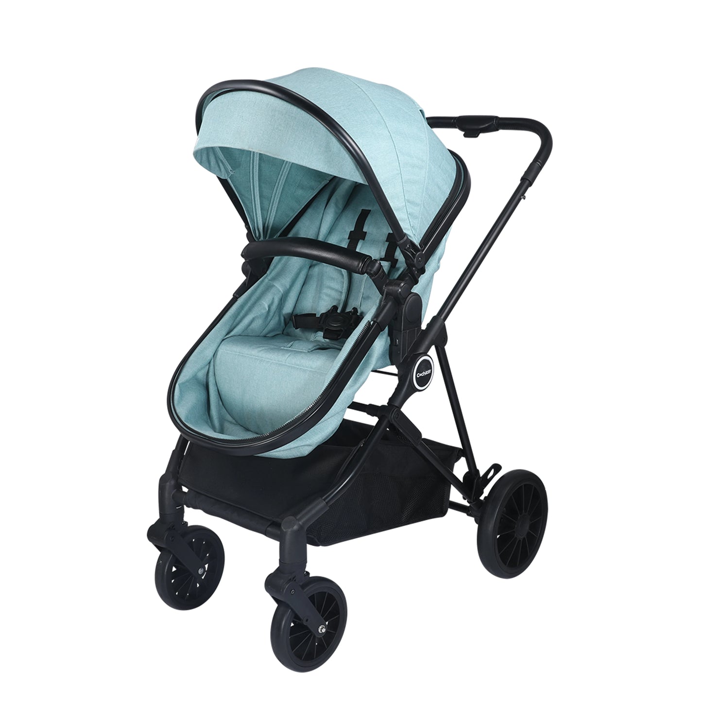 2-in-1 Baby Stroller，Folding High Landscape Pram Pushchair, Adjustable Handler, Extra Storage, Spacious Seat, Removable Footmuff