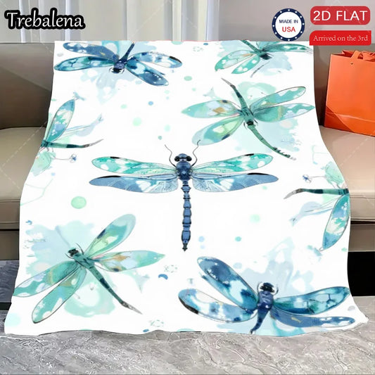 Flannel Blanket-Soft Lightweight All-season Adorable Dragonfly Print Soft Baby Blanket for Boys Girls Newborns