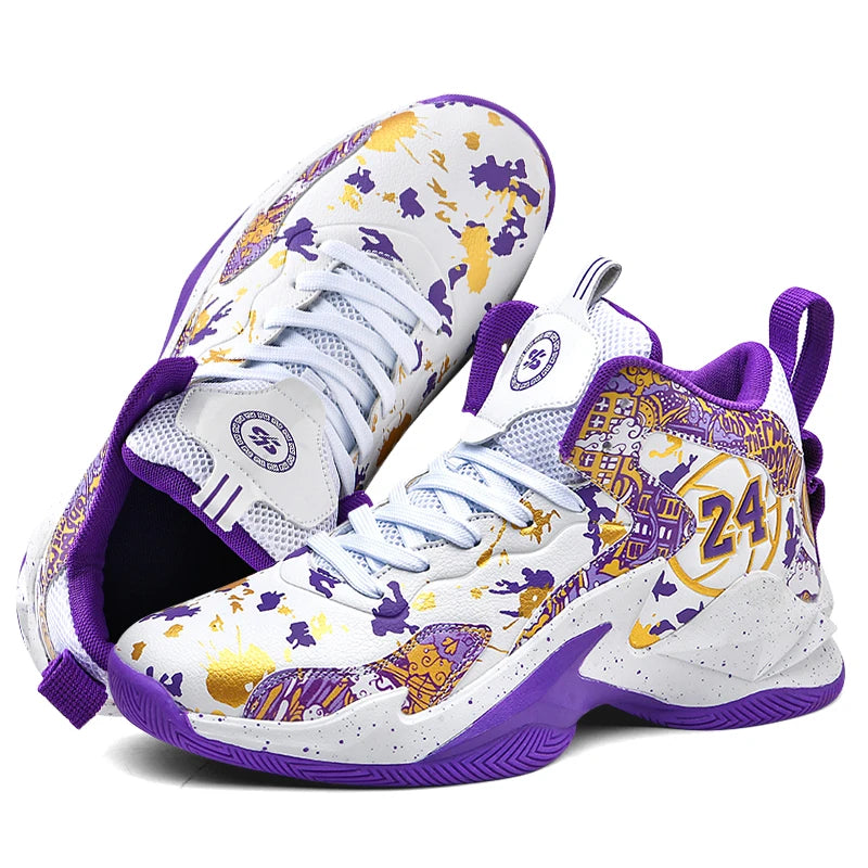 Basketball Shoes No-Slip Breathable Outdoor Shoes Fashion Graffiti Training Shoes