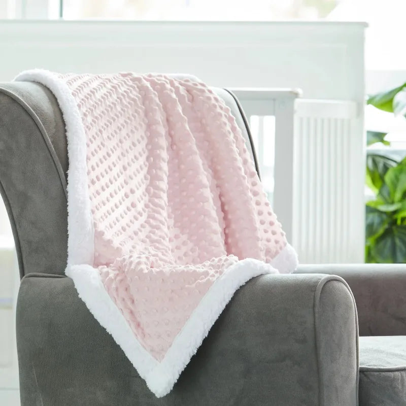 Pink Popcorn Plush Super Soft Baby Blanket, Reversible, 30" x 40", Infant Girl