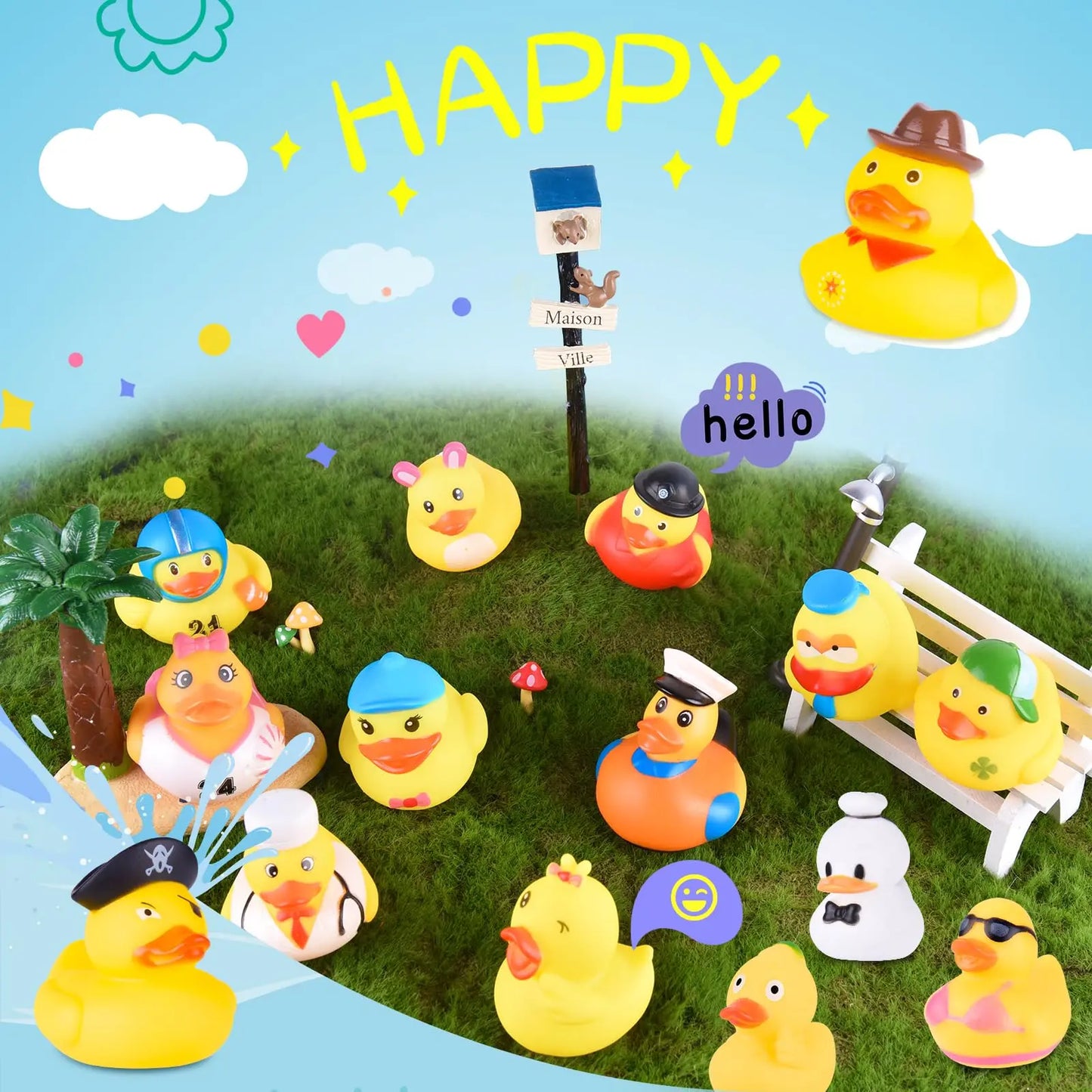 5-100PCS Rubber Ducks, RandomAssortment Jeep Ducks Bulk, ini RubberDuckies for Toys, Pool Toys Birthday GiftsParty Favors