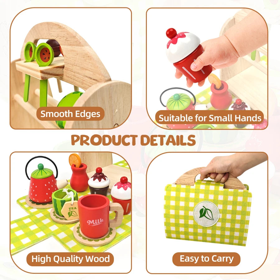 Wooden Afternoon Tea Children Educational Toys Montessori Toys Parent-Child Interaction Kitchen Simulation Games children Gifts