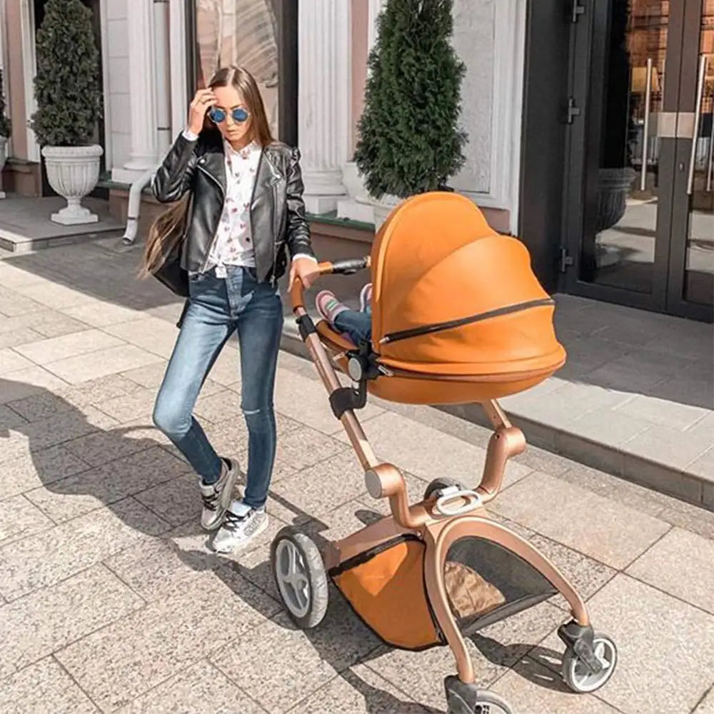 Hot Mom F22 baby stroller 3in1 ,adjustable seat,aluminum frame,solid rubber tires,rain cover,mosquito net,large storage basket