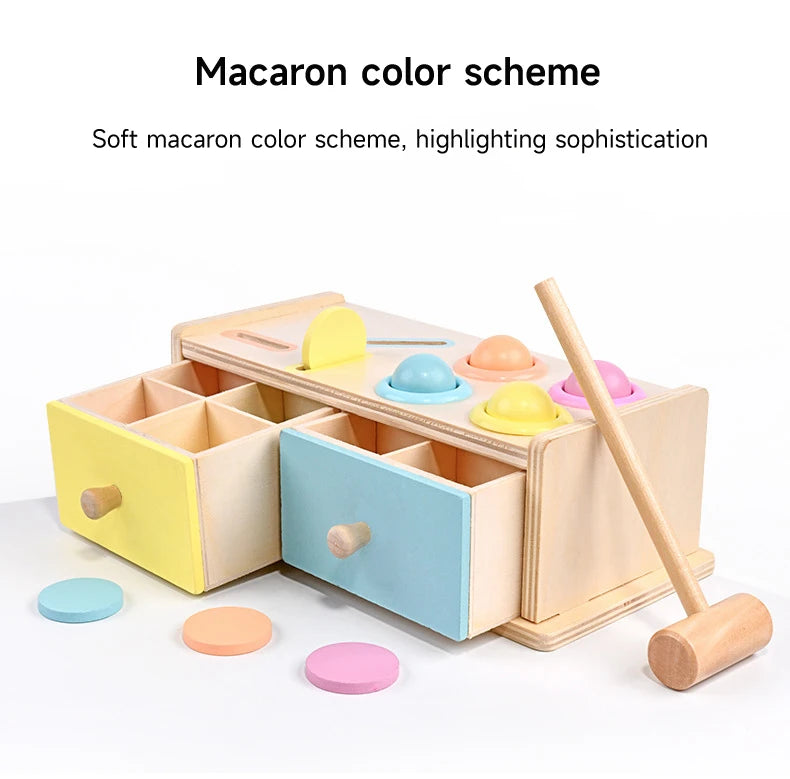 Montessori Wooden Multifunction Toys Color Spinning Coin Box Wooden Toys Children Puzzle Sensory Early Education Game Toys Gift