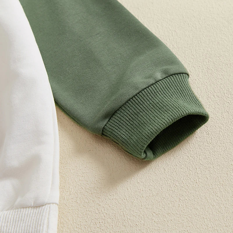 Boys Autumn Outfits Hen Embroidery Sweatshirts and Pants Set Long Sleeve Pullover and Trousers 2-Piece Clothing Ensemble