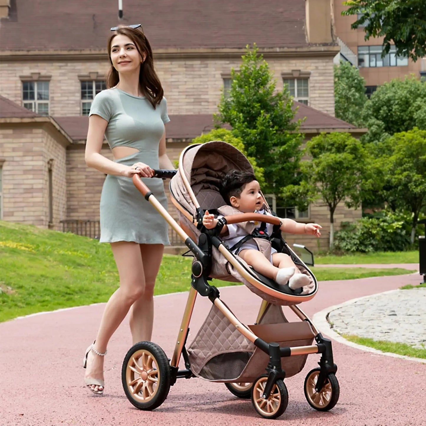 2 In 1 Baby Cradle Stroller, Convertible Foldable Standard Stroller, Double-sided Stroller Stroller, Portable High View Stroller