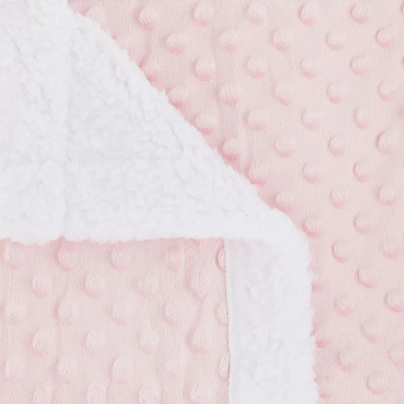 Pink Popcorn Plush Super Soft Baby Blanket, Reversible, 30" x 40", Infant Girl