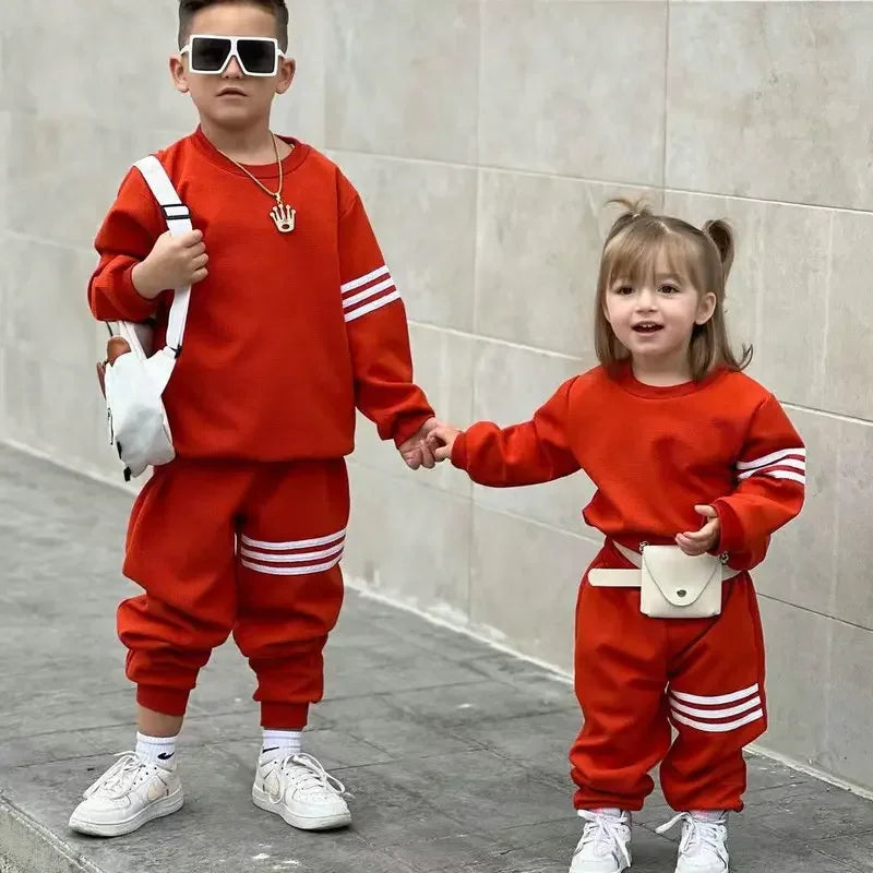 Toddler Children's Clothing Hooded Pants Set Boys and Girls Baby Clothing Sweatshirt Children's Fashion Pullover Set 2024