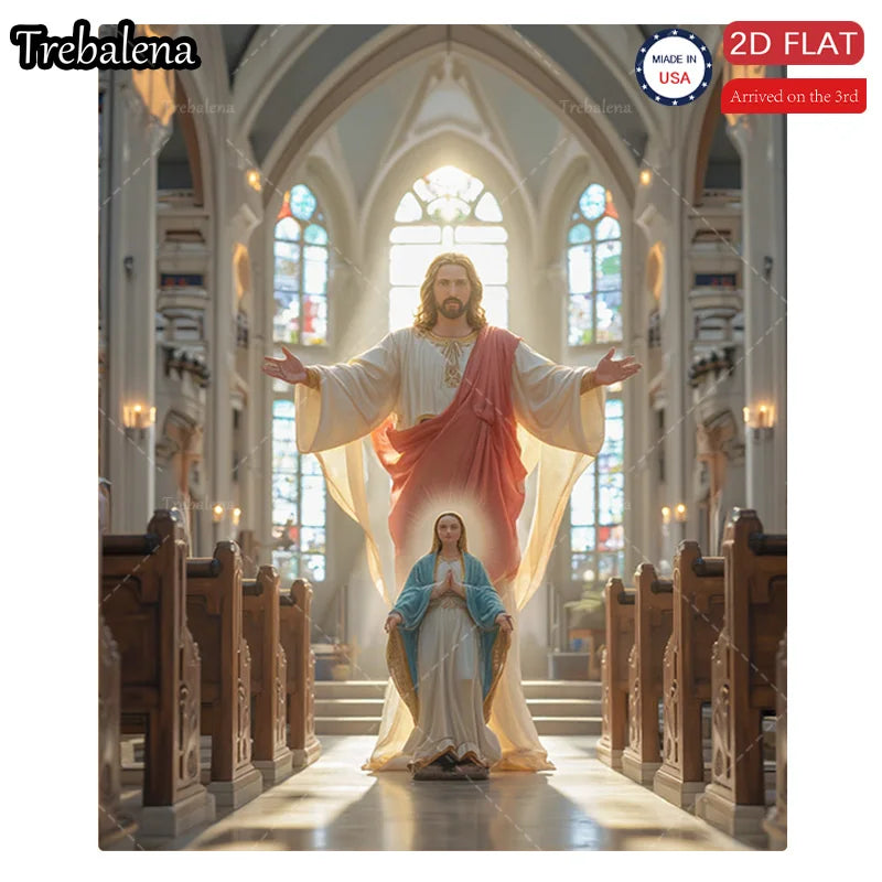 Flannel Blanket-Soft Lightweight All-season Jesus and Mary Church Scene Baby Blanket Soft Cozy for Kids Bedding