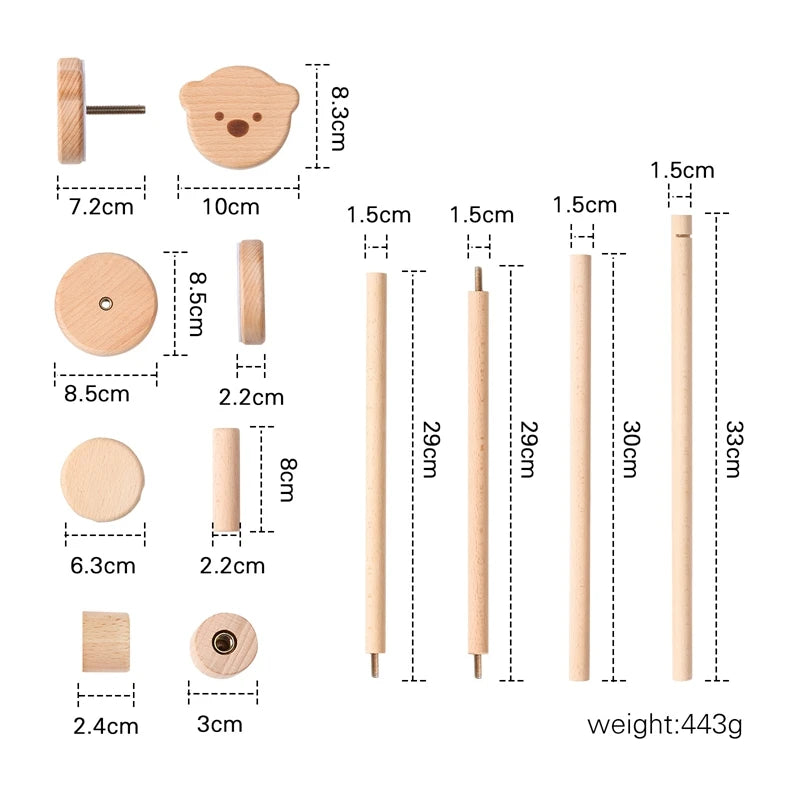 Baby Wooden Bed Bell Bend Bracket Mobile Hanging Rattles Toys Newborn Music Box Holder Bracket Infant Crib Toy Arm Bracket Gifts