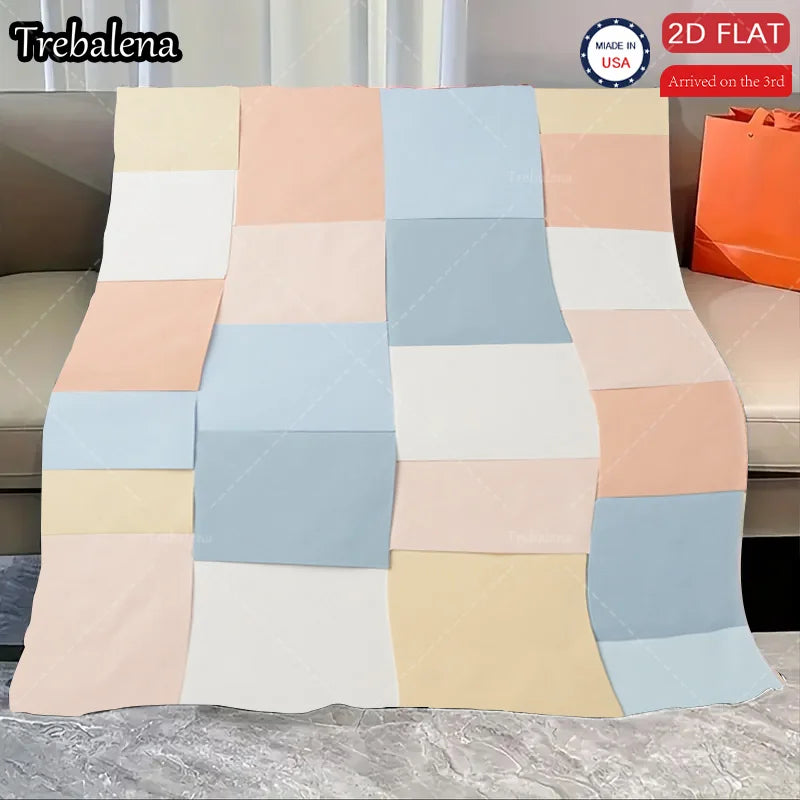 Flannel Blanket-Soft Lightweight All-season Soft Pastel Patchwork Baby Blanket for Boys Girls Newborns