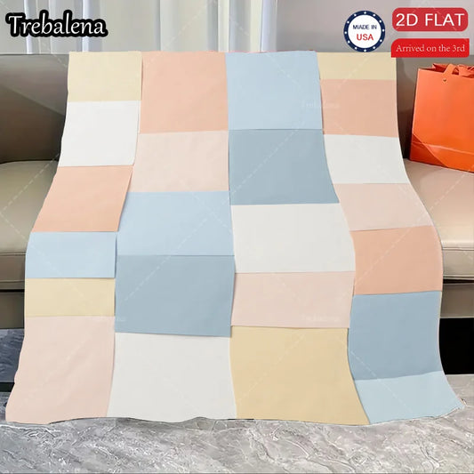 Flannel Blanket-Soft Lightweight All-season Soft Pastel Patchwork Baby Blanket for Boys Girls Newborns