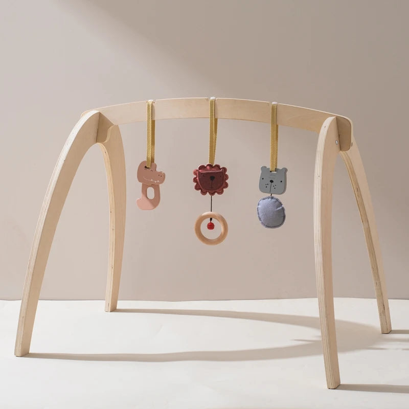 Baby Montessori Wooden Gym Frame Rattle Toys Newborn Mobile Hanging Sensory Toys Foldable Play Gym Frame Kid Holder Bracket Gift