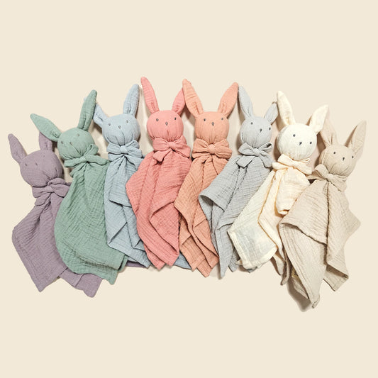 Baby  Rabbit Square Comforter Towel Elegant Bow Decor Rabbit Square Blanket For Kids Cute Embroidery Infant Saliva Towel