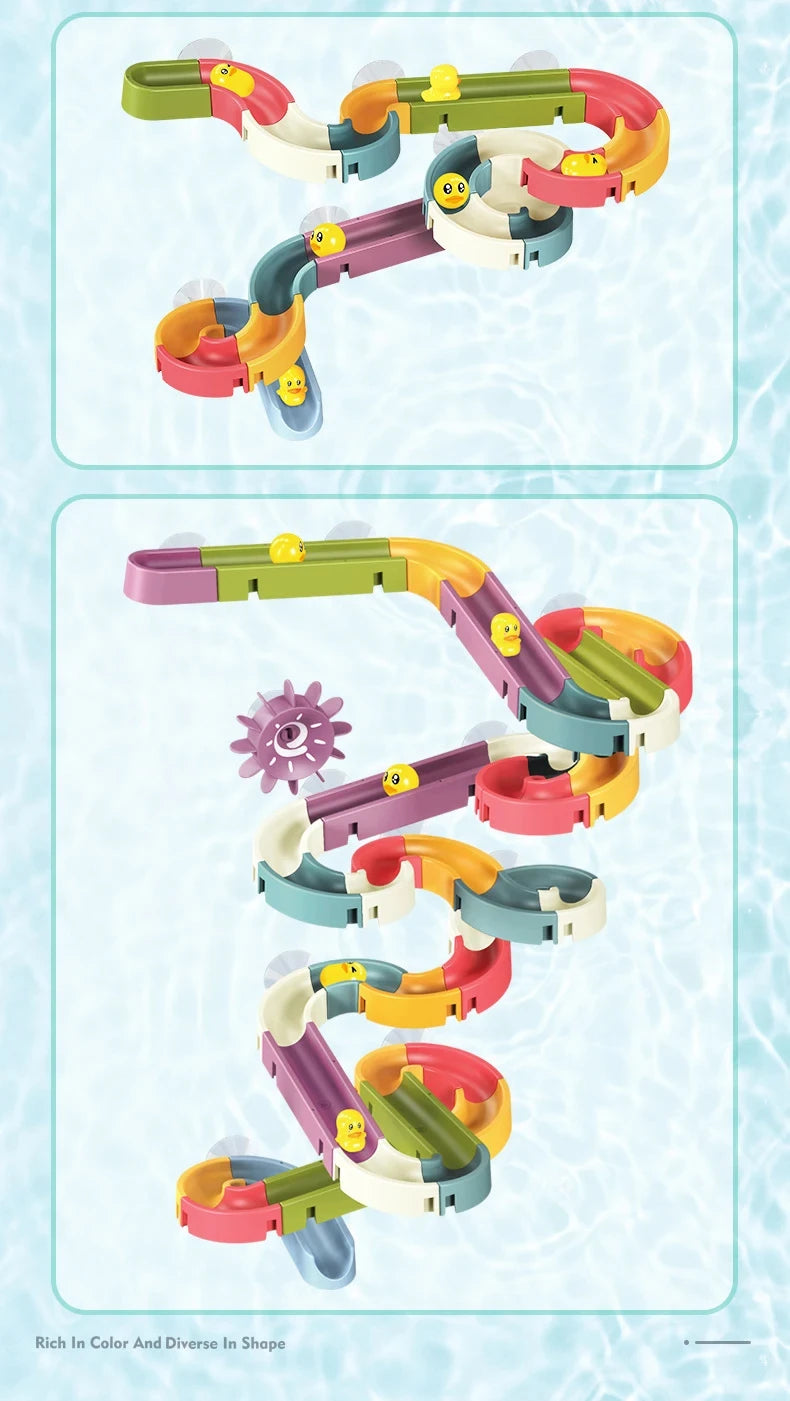 Children DIY Assembling Track Slide Suction Cup Toys Children Bath Tub Shower Wall  Delight Game Assembling Track Suction Toys