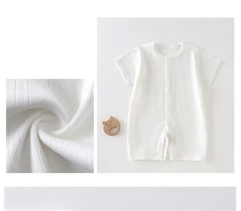 Baby Short Sleeved Jumpsuit Summer Newborn Breathable Mesh Air Conditioning Suit Boys Girls Infant Thin Sleepwear Crawling Suits