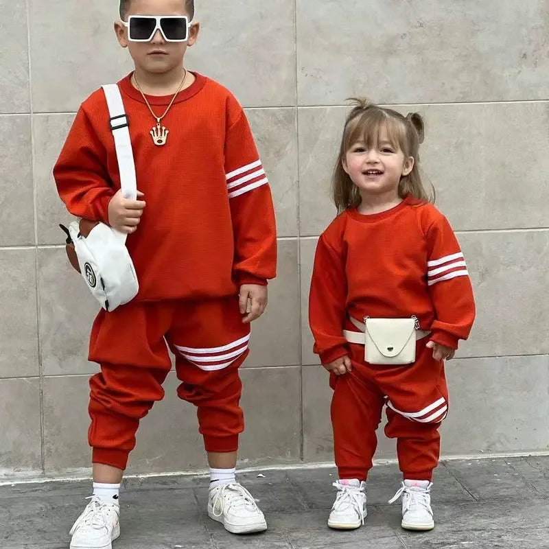 Toddler Children's Clothing Hooded Pants Set Boys and Girls Baby Clothing Sweatshirt Children's Fashion Pullover Set 2024