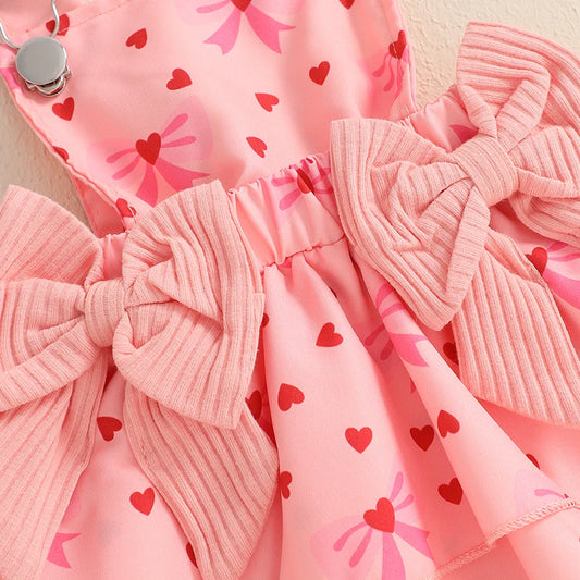 Toddler Boy Valentine’s Day Outfits Plaid Shirt Denim Suspender Pants Bowtie Set with Suspenders
