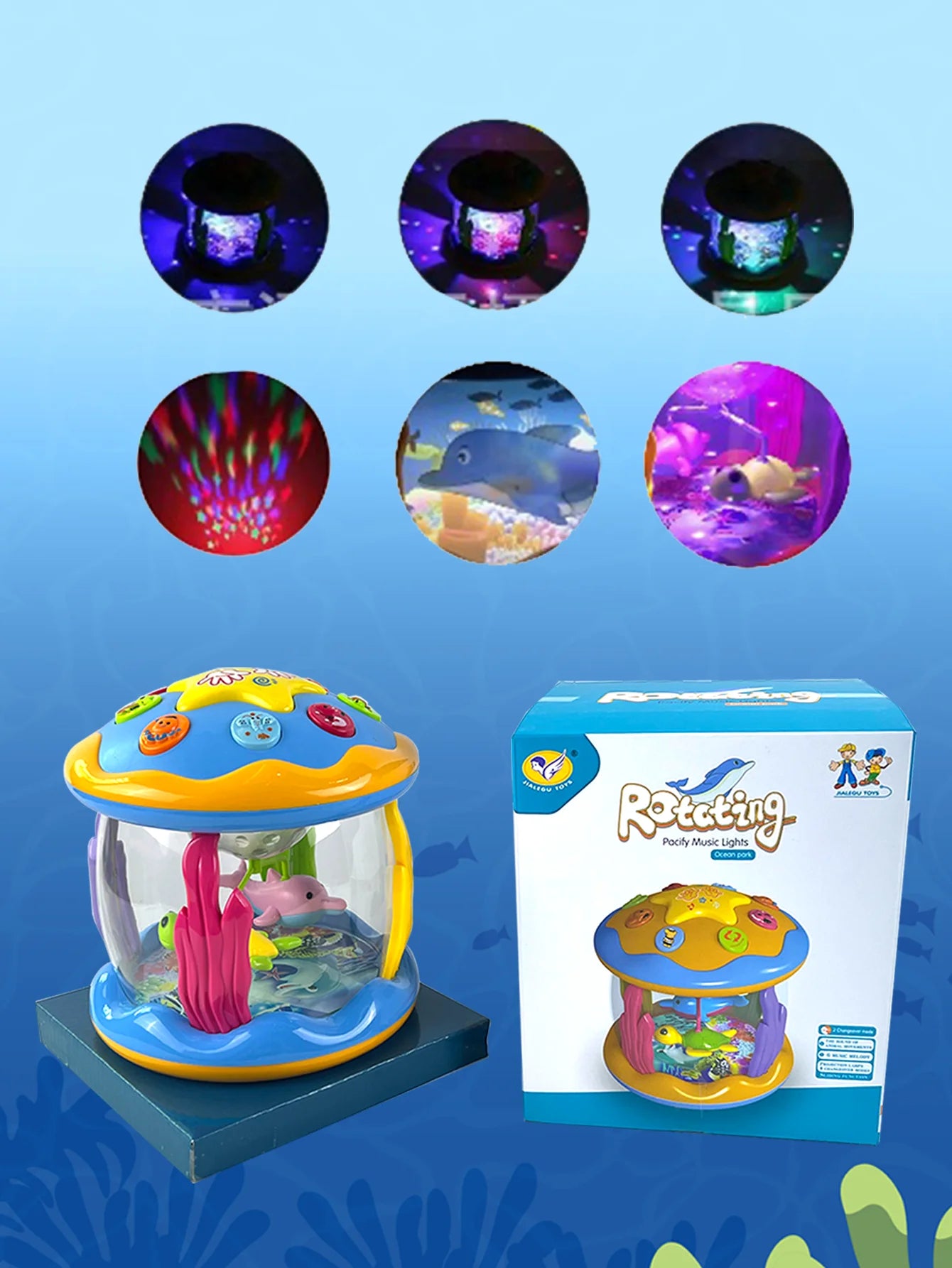 Ocean Projector Luminous Toys Music Baby Toys for 12-18 Months Toddlers 6 to 12 Months Toddlers Crawl Learning Prone Time Toys