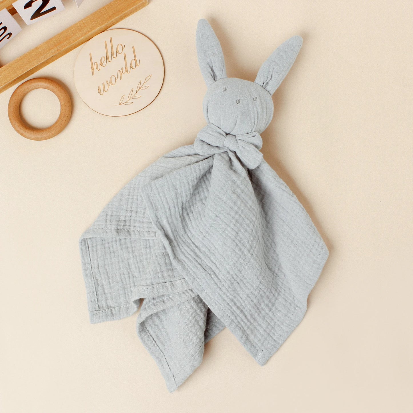 Baby  Rabbit Square Comforter Towel Elegant Bow Decor Rabbit Square Blanket For Kids Cute Embroidery Infant Saliva Towel
