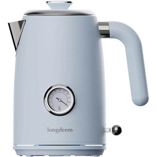 1L Small Electric Kettles Stainless Steel, Portable Travel Mini Hot Water Boiler Heater, Cool Touch Teapot, Auto Shut-Off, Blue