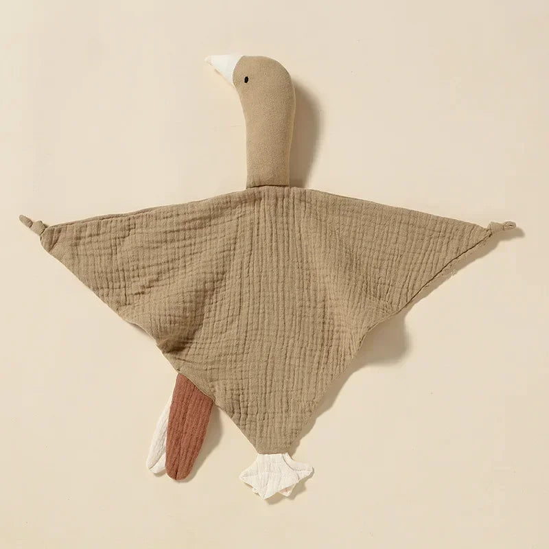 Pure Cotton Muslin Baby Bib Cute Goose Sleeping Dolls Newborn Saliva Towel Soothe Appease Towel Toddlers Burp Cloth Handkerchief