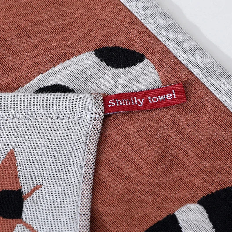 1PC 34*40cm Three-layer Soft Baby Cotton Bath Towel Fabric Jacquard Cartoon Cat Bear Hanging Towels Square Face Hand Gauze Towel